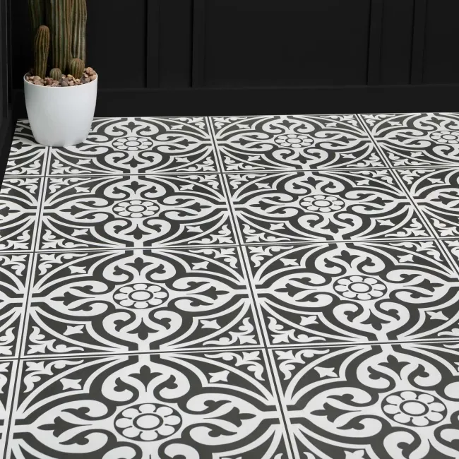 Adlington Black and White Matt Patterned Floor Tiles