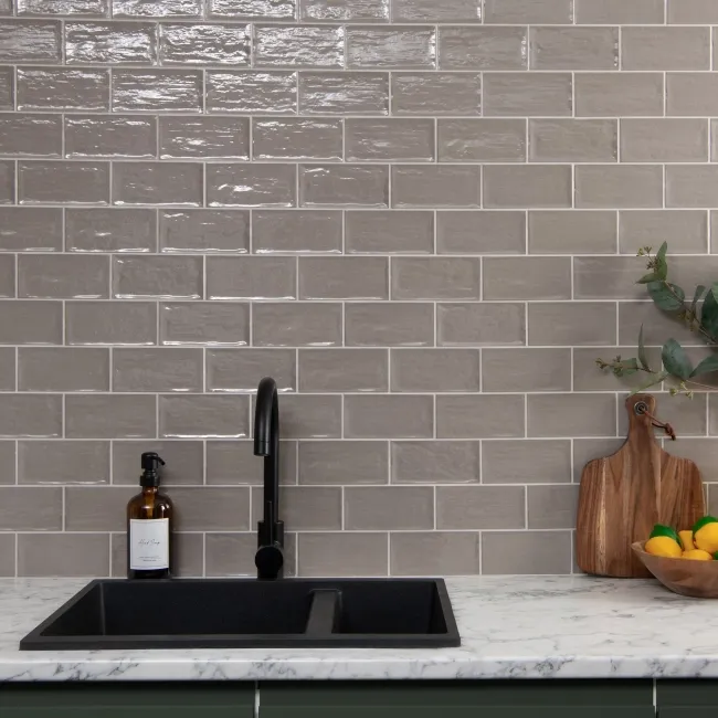 Rustic Ceramic Gloss Grey Metro Tiles