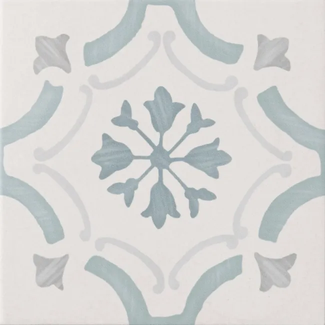 Blossom Ornate Blue Matt Pattern Wall and Floor Tiles