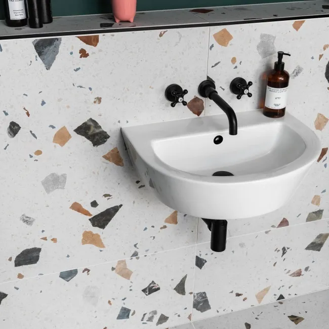 Sorrento White Matt Terrazzo Effect Wall and Floor Tile