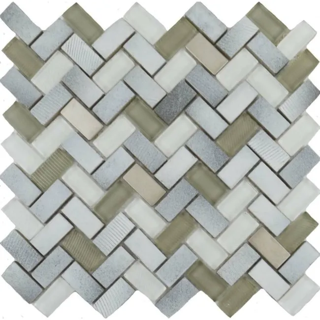Tephra Dusted Moon Herringbone Mix Mosaic Tiles