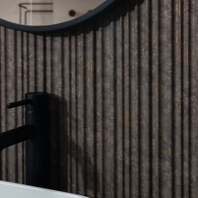 Trepanel Aqua 3D® Waterproof Medium Grey/Gold Marble Effect Grooved Wall Panel 3 Pack (Covers 0.87 SQM)