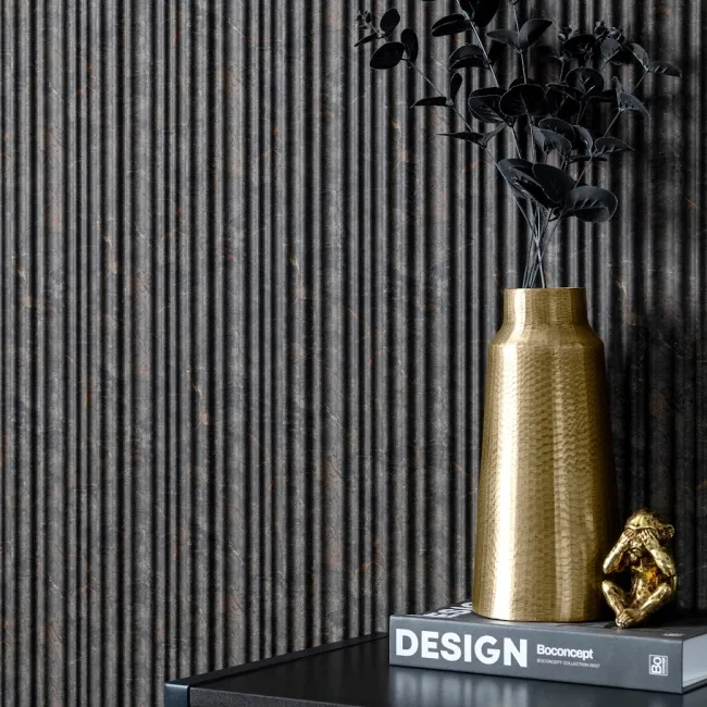 Trepanel Aqua 3D® Waterproof Dark Grey/Gold Marble Effect Grooved Wall Panel 3 Pack (Covers 0.87 SQM)