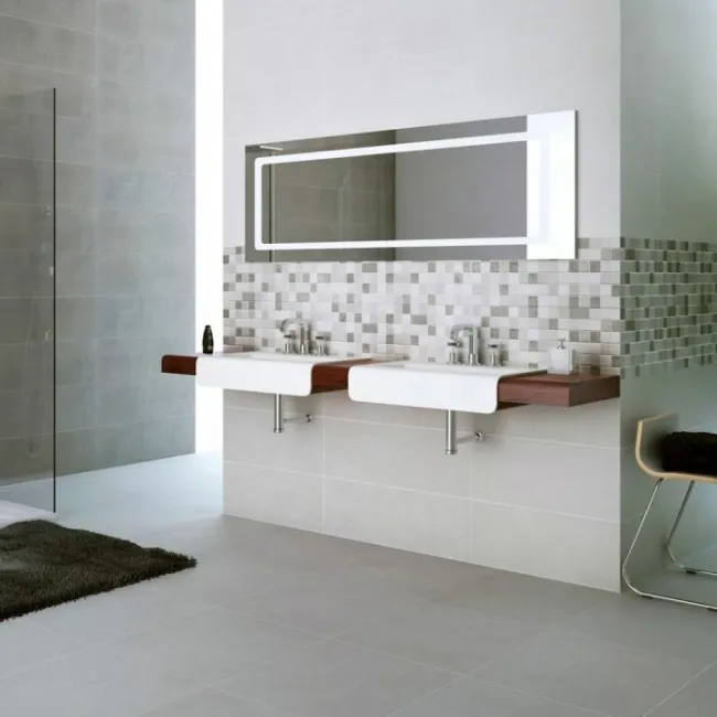 Uptown RLV Cold Light Grey Concrete Effect Ceramic Tiles