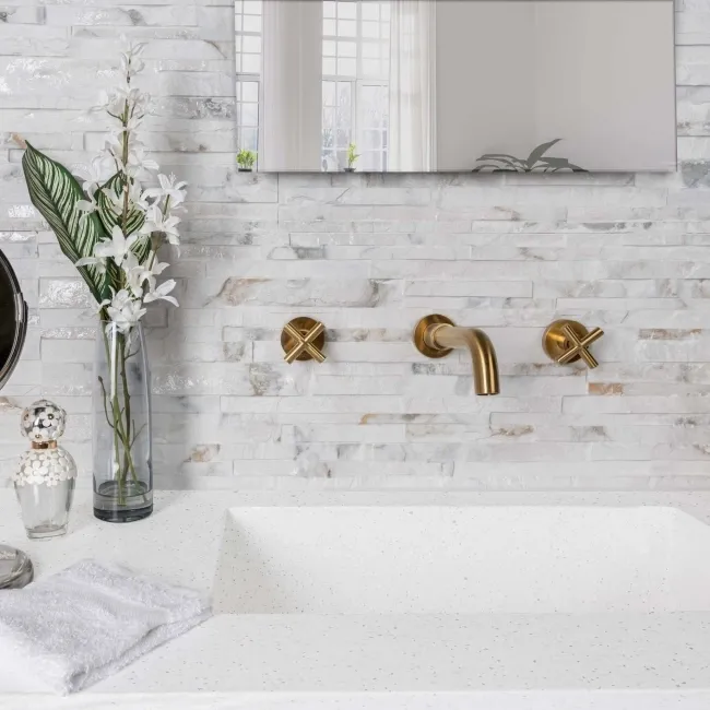 Valentina Alabaster White Splitface Effect Wall Tiles