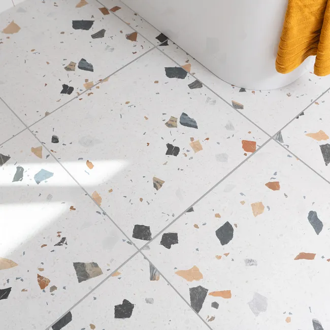 Sorrento White Matt Terrazzo Effect Wall and Floor Tile