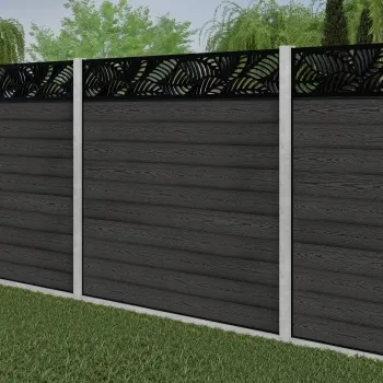 LuxeLine Composite Fence Panel Dark Grey - Jungle Decorative Screen for Own Post