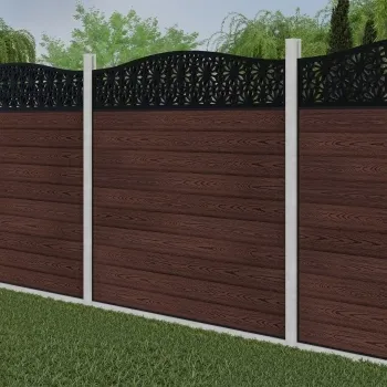 LuxeLine Composite Fence Panel Walnut - Floral Decorative Screen for Own Post