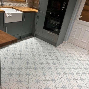 Blossom Cross Blue Matt Pattern Wall and Floor Tiles