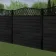 LuxeLine Composite Fence Panel Black 6ft High - Geometric Decorative Screen with Buried Aluminium Post
