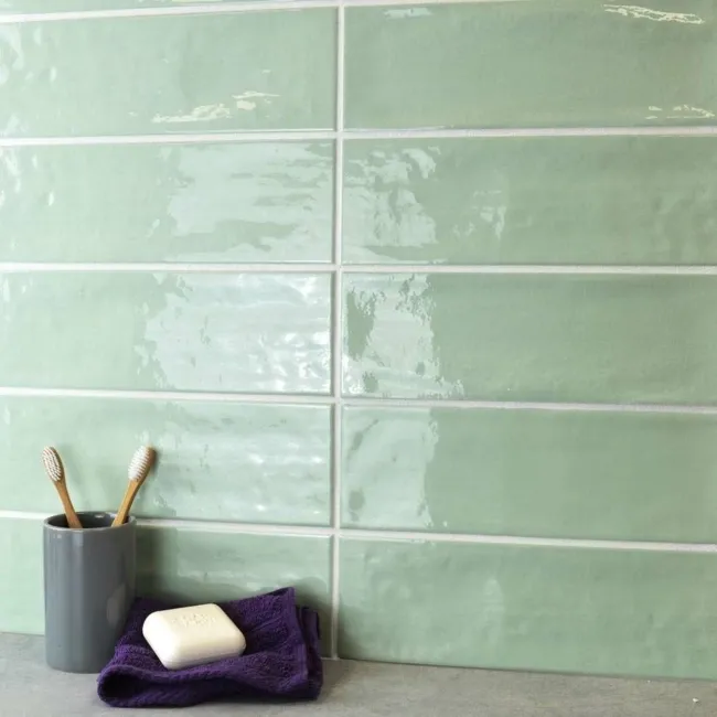 Rustic Eton Green Gloss Metro Wall Tiles