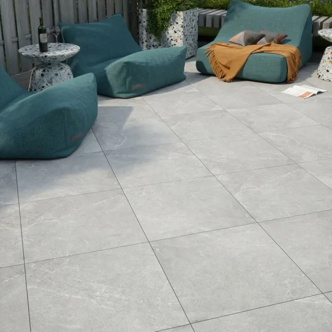 Clifton Light Grey Stone Effect 20mm Porcelain Paving Slabs