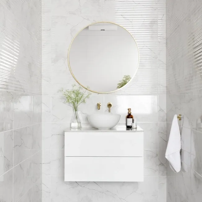 Clovelly White Decor Carrara Marble Effect Gloss Wall Tiles