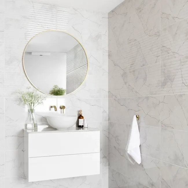 Clovelly White Decor Carrara Marble Effect Gloss Wall Tiles