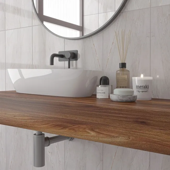 Clovelly Light Grey Marble Effect Gloss Wall Tiles