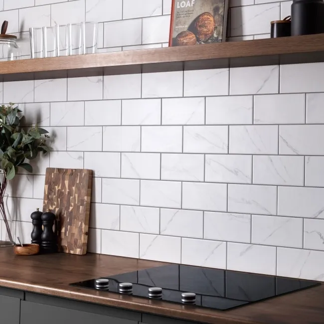 Vena Biana Flat Matt Marble Effect Metro Tiles 20x10