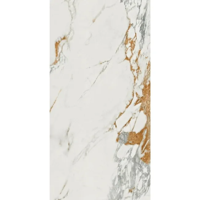 Deluxe Gold Leaf Ultra Porcelain Gloss White Marble Effect Tiles