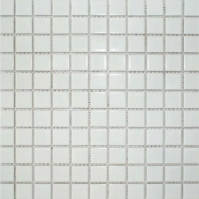 Pixel White Square Gloss 25x25 Mosaic Tiles