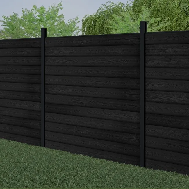 LuxeLine® Black Composite Fence Panel with Buried Aluminium Post 6ft