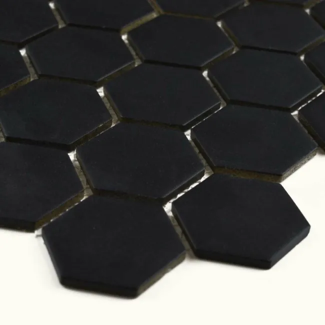 Pixel Black Hexagon Porcelain Matt Mosaic 50x50 Wall and Floor Tiles