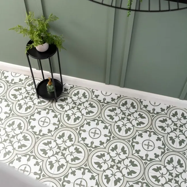 Ledbury Olive Green Pattern Wall and Floor Tiles