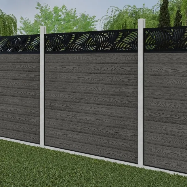 LuxeLine Composite Fence Panel Light Grey - Jungle Decorative Screen for Own Post