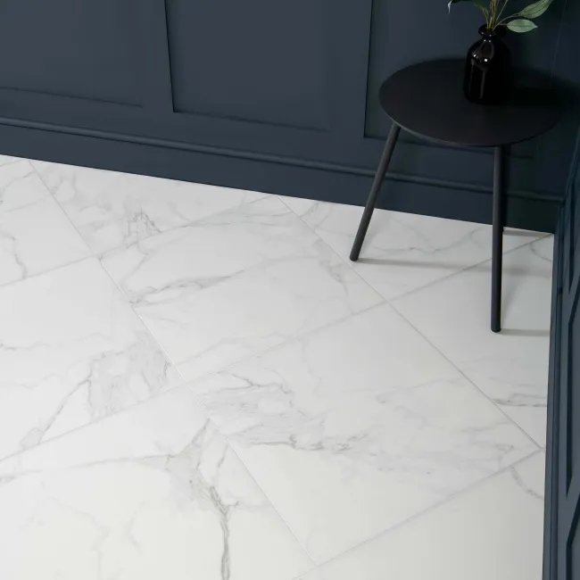 Cappella White Matt Marble Effect 605x605 Wall and Floor Tiles