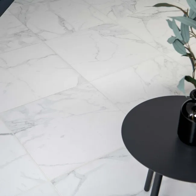 Cappella White Matt Marble Effect 605x605 Wall and Floor Tiles