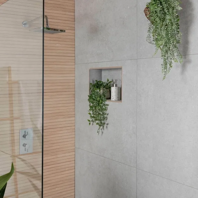 Carbon Light Grey Concrete Effect Tiles