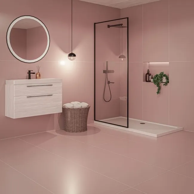 Sorbet Polvere Pink Matt Plain Tiles 1198x598