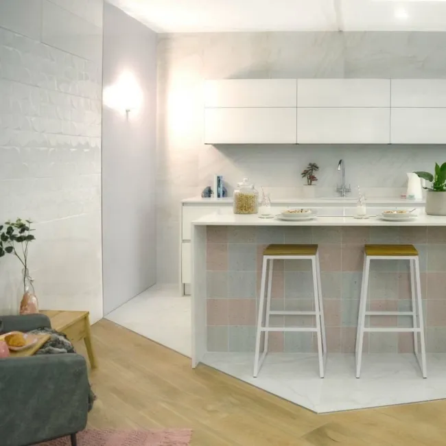 Dollymixx Light Grey Moondust Porcelain Matt Terrazzo Wall and Floor Tiles