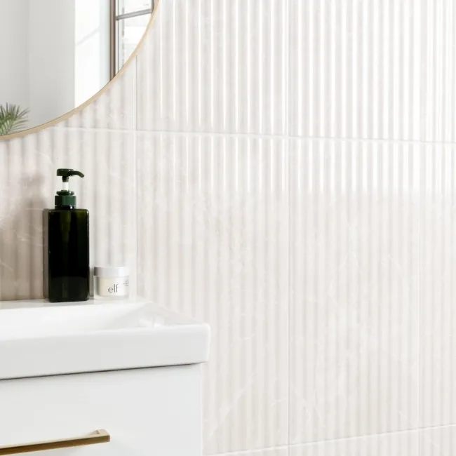 Clovelly White Decor Marble Effect Gloss Wall Tiles