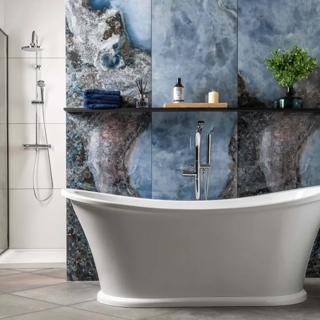 Deluxe Blue Polished Onyx Marble Effect Tiles