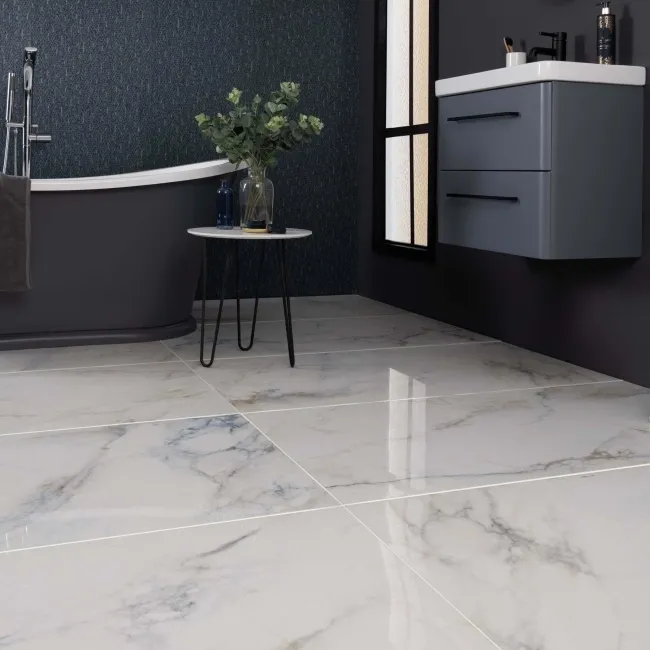 Deluxe Sapphire White Polished Large Marble Effect Wall and Floor Tiles