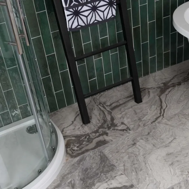 Faith Green Gloss Rustic Brick Effect Wall and Floor Tile