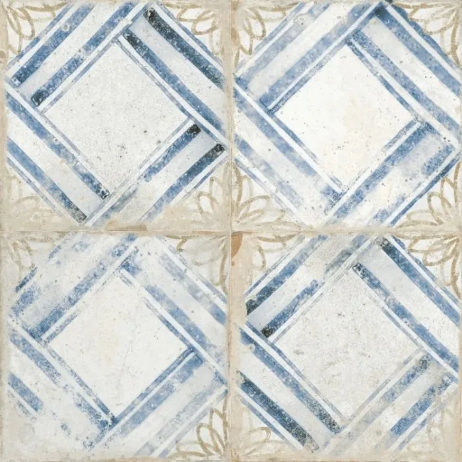Floweret Diamond Cream Antique Patterned Wall and Floor Tiles