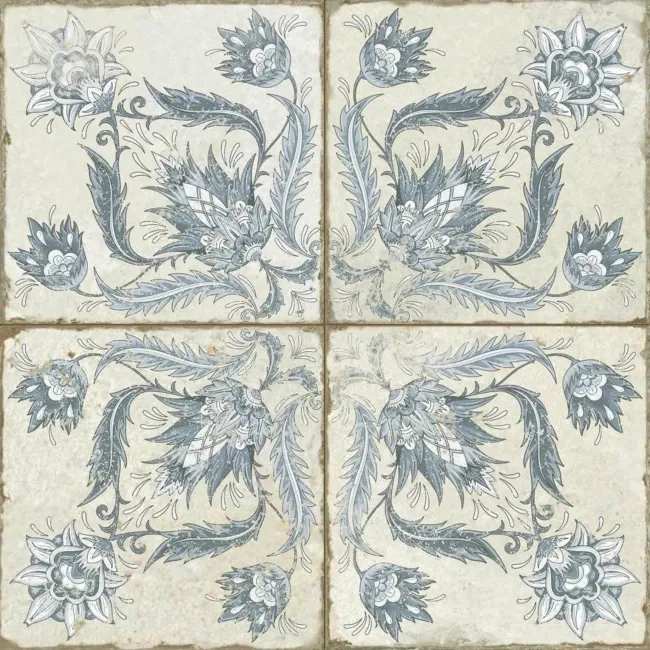 Helix Indigo Blue Matt Patterned Wall and Floor Tiles