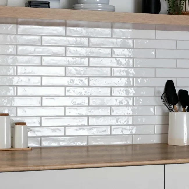 Ivybridge White Gloss Metro Wall Tiles 250x50mm