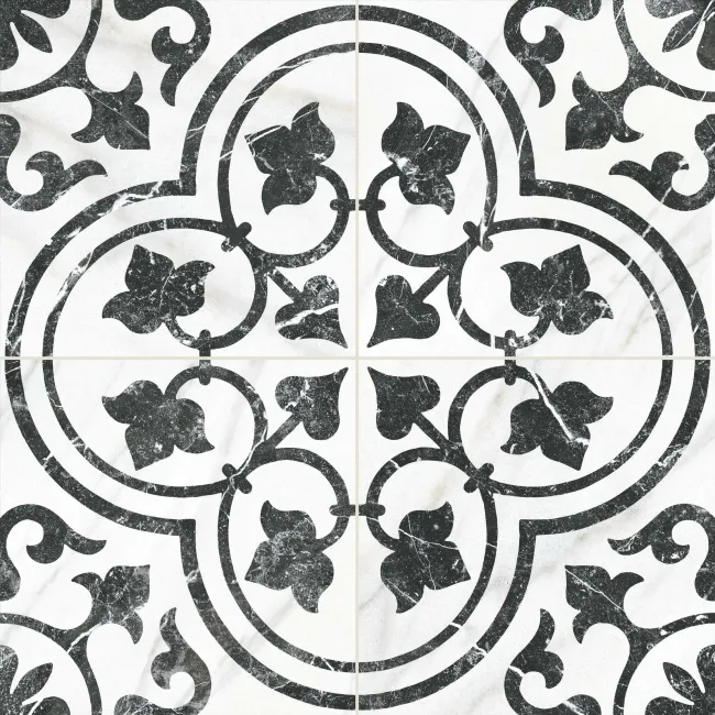 Ledbury Black and White Marble Effect Pattern Wall and Floor Tiles