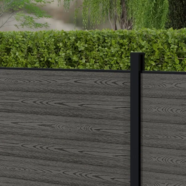 LuxeLine® Light Grey Composite Fence Panel with Aluminium Post 3ft