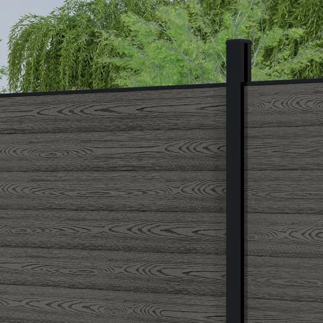 LuxeLine® Light Grey Composite Fence Panel with Buried Aluminium Post 6ft