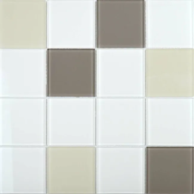 Ligo Glass Latte Square Mosaic Tiles