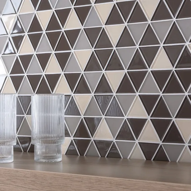 Ligo Glass Mocha Triangle Mosaic Tiles