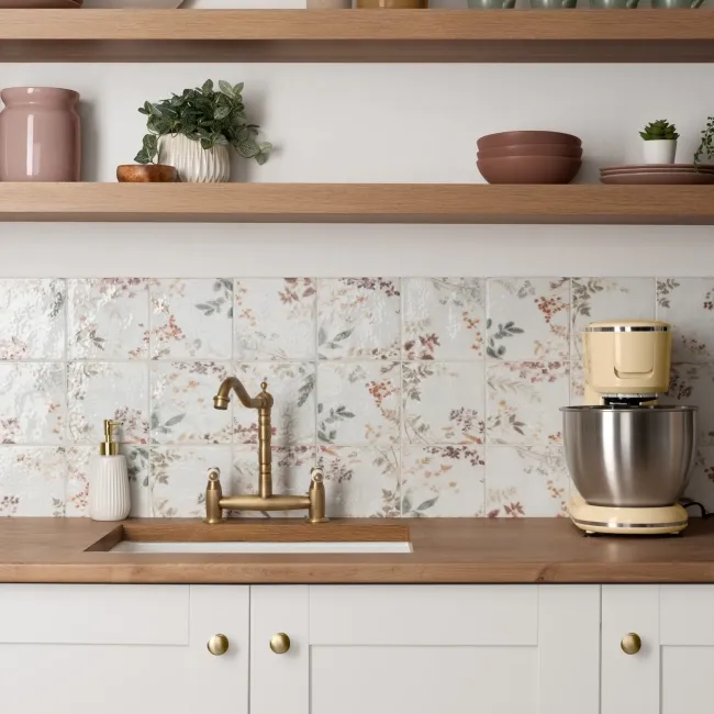 Lucy Forest Gloss Multicolour Patterned Porcelain Wall Tiles