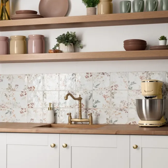 Lucy Forest Gloss Multicolour Patterned Porcelain Wall Tiles