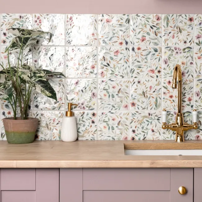 Lucy Garden Gloss Multicolour Patterned Porcelain Wall Tiles