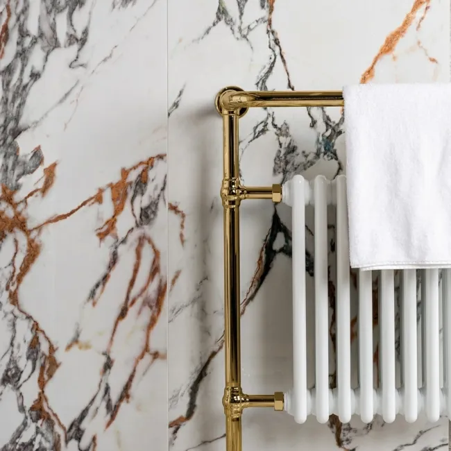 Deluxe Gold Leaf Ultra Porcelain Gloss White Marble Effect Tiles