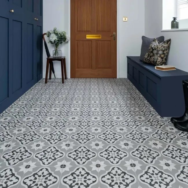 Bloomsbury Grey Matt Patterned Wall and Floor Tiles