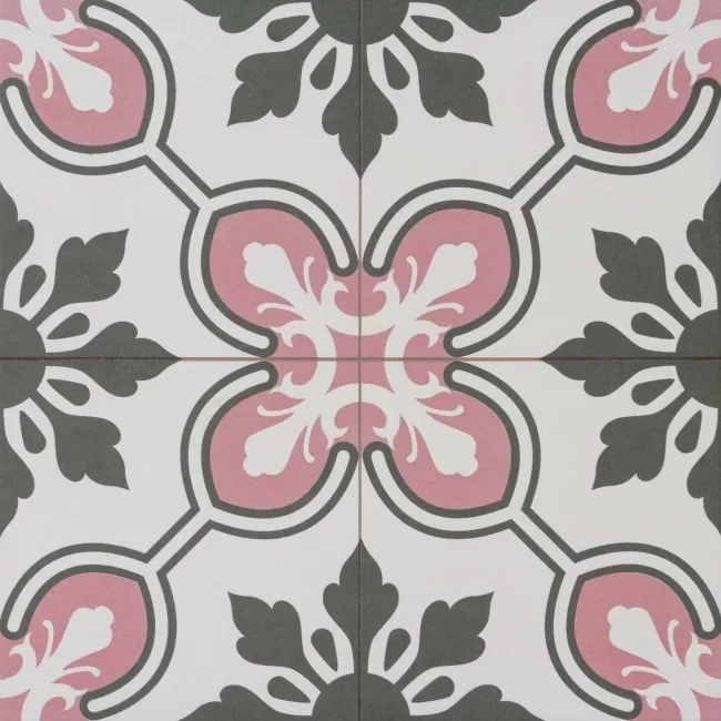 Fiore Pink Matt Patterned Wall and Floor Tiles