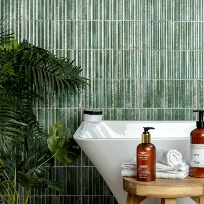 Meraki Turquoise Green Gloss Kitt-Kat Mosaic Effect Wall Tiles